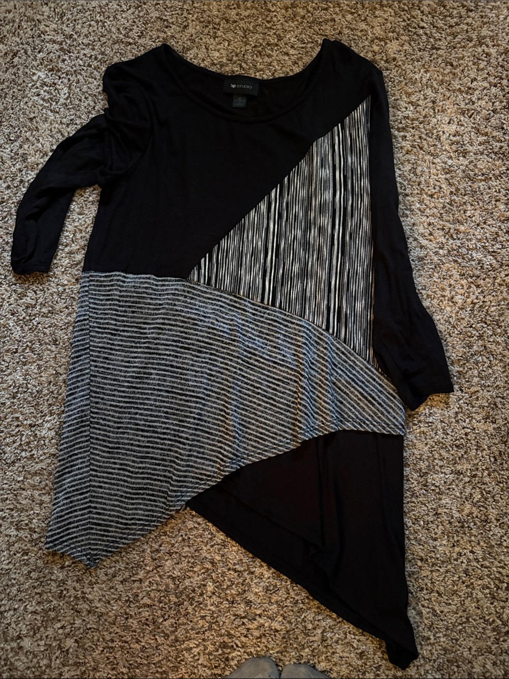 Studio Y Black with Gray Panel Asymmetrical Tunic Dress